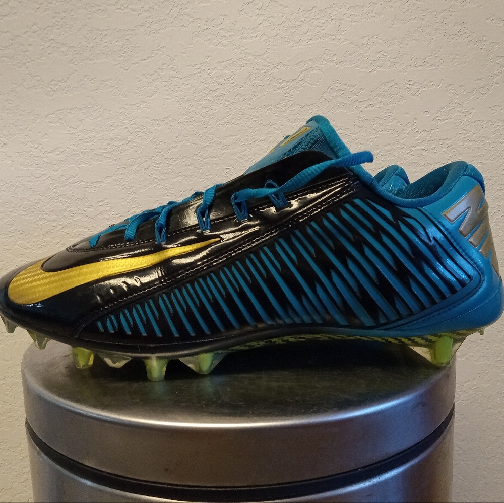 Nike Vapor Carbon 2 Men's 12 Cleats Jaguars Football 2014 Bkack Blue Green Jack - Picture 2 of 15